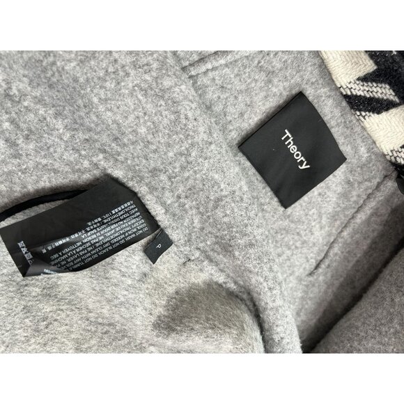 Theory Danvey Wool Houndstooth Belted Jacket in Black White - Picture 5 of 5